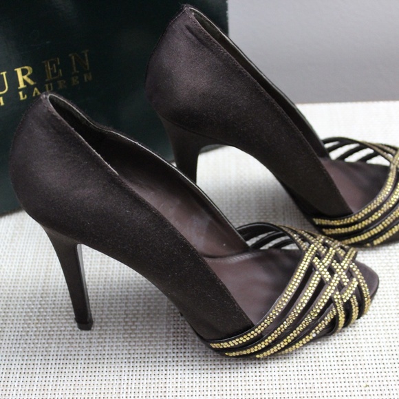 Lauren by Ralph Lauren Brown and Gold Heels - Picture 5 of 5